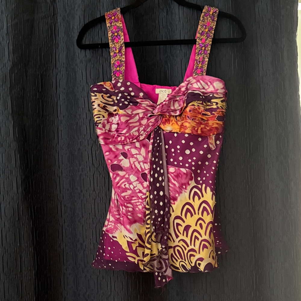 Cache Pink and Purple Floral Tank Top